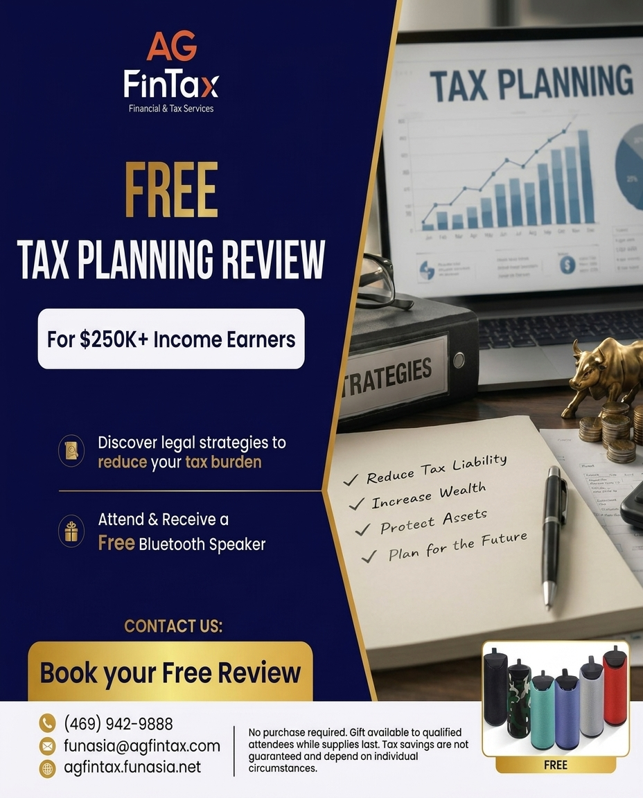 AG FinTax — Free tax planning review for $250K+ income earners